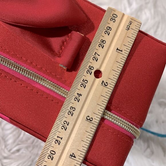 ESTEE Lauder Makeup case train case zip closure bow handle candy charm NEW - Picture 13 of 14